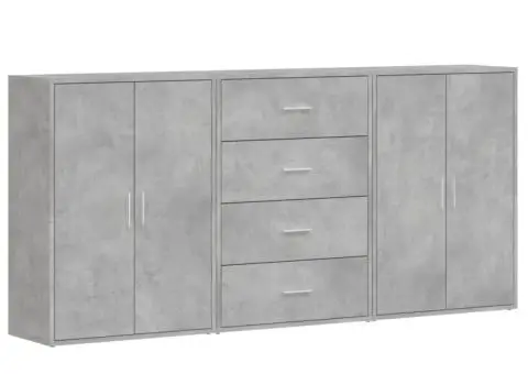 Dulapuri, 3 buc., gri beton, 60x31x84 cm, lemn prelucrat - 2/5