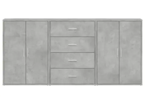Dulapuri, 3 buc., gri beton, 60x31x84 cm, lemn prelucrat - 4/5