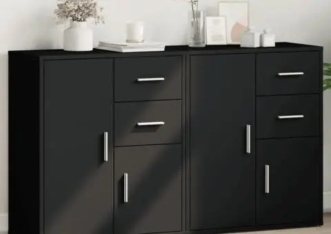 Dulapuri, 2 buc., negru, 60x31x70 cm, lemn prelucrat - 1/5