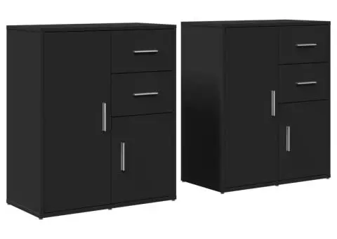 Dulapuri, 2 buc., negru, 60x31x70 cm, lemn prelucrat - 2/5