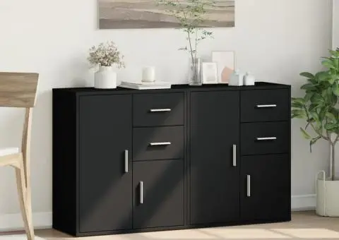 Dulapuri, 2 buc., negru, 60x31x70 cm, lemn prelucrat - 3/5