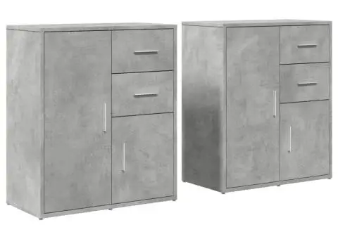 Dulapuri, 2 buc., gri beton, 60x31x70 cm, lemn prelucrat - 2/5