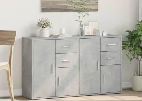 Dulapuri, 2 buc., gri beton, 60x31x70 cm, lemn prelucrat - 3/5