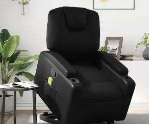 vidaXL Fotoliu de masaj rabatabil cu ridicare negru piele ecologică