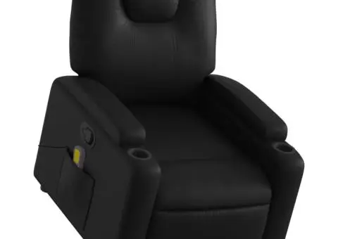 Fotoliu de masaj rabatabil cu ridicare negru piele ecologică - 3/5