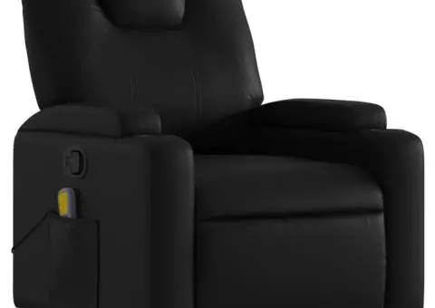 Fotoliu de masaj rabatabil cu ridicare negru piele ecologică - 4/5