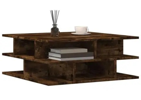 Masă de cafea, stejar fumuriu, 70x70x29 cm, lemn compozit - 4/5