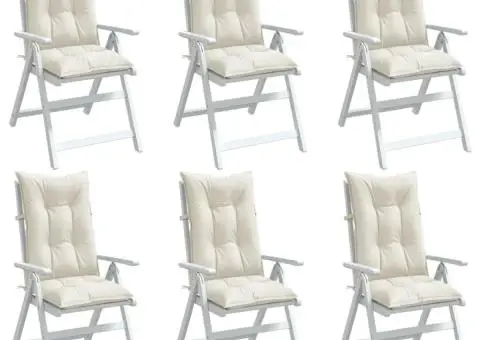 Perne scaun spătar înalt, 6 buc. melanj crem 120x50x7 cm textil - 1/5