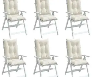 vidaXL Perne scaun spătar înalt, 6 buc. melanj crem 120x50x7 cm textil