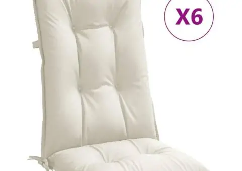 Perne scaun spătar înalt, 6 buc. melanj crem 120x50x7 cm textil - 2/5