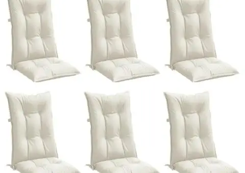 Perne scaun spătar înalt, 6 buc. melanj crem 120x50x7 cm textil - 3/5
