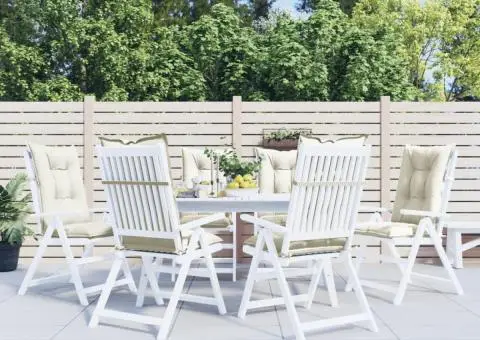 Perne scaun spătar înalt, 6 buc. melanj crem 120x50x7 cm textil - 4/5