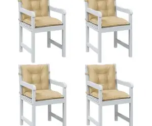 vidaXL Perne scaun cu spătar mic, 4 buc. melanj bej 100x50x7 cm textil