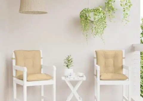 Perne scaun cu spătar mic, 4 buc. melanj bej 100x50x7 cm textil - 4/5