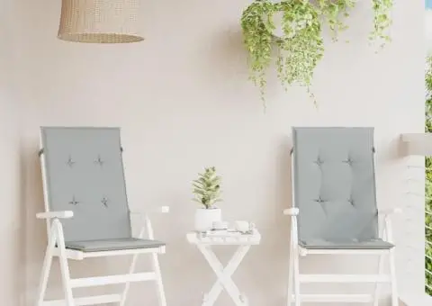 Perne scaun cu spătar înalt 2 buc. melanj gri 120x50x4cm textil - 4/5