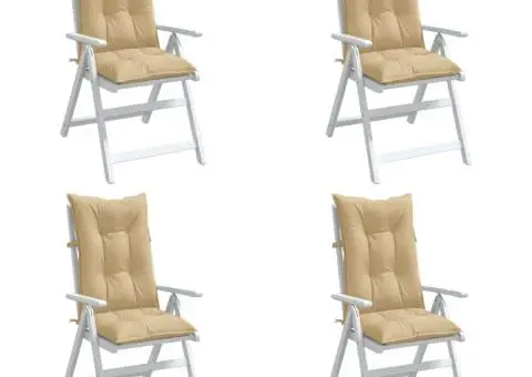 Perne scaun cu spătar înalt 4 buc. melanj bej 120x50x7cm textil - 1/5