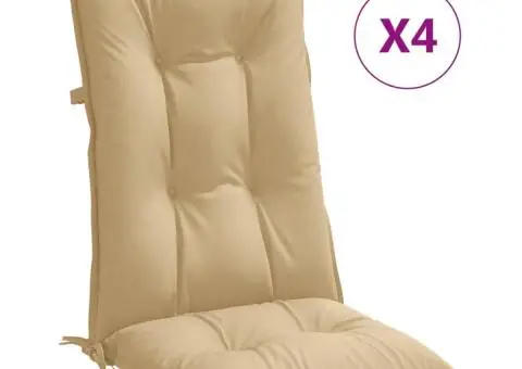 Perne scaun cu spătar înalt 4 buc. melanj bej 120x50x7cm textil - 2/5