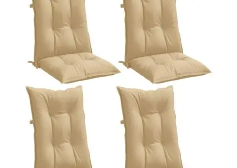 Perne scaun cu spătar înalt 4 buc. melanj bej 120x50x7cm textil - 3/5