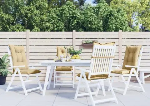 Perne scaun cu spătar înalt 4 buc. melanj bej 120x50x7cm textil - 4/5