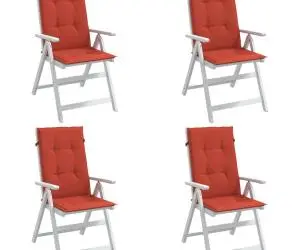 vidaXL Perne scaun spătar înalt, 4 buc. melanj roșu 120x50x4 cm textil