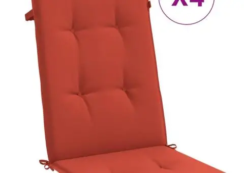 Perne scaun spătar înalt, 4 buc. melanj roșu 120x50x4 cm textil - 2/5