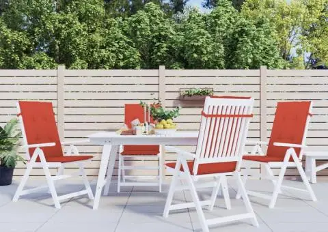 Perne scaun spătar înalt, 4 buc. melanj roșu 120x50x4 cm textil - 4/5