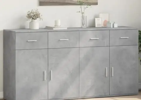 Dulapuri, 2 buc., gri beton, 79x38x80 cm, lemn prelucrat - 1/5