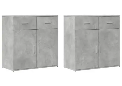 Dulapuri, 2 buc., gri beton, 79x38x80 cm, lemn prelucrat - 2/5