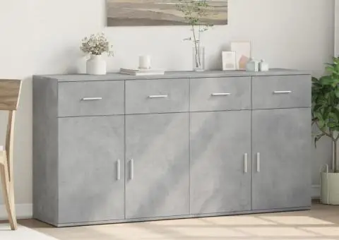 Dulapuri, 2 buc., gri beton, 79x38x80 cm, lemn prelucrat - 3/5