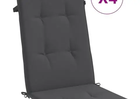 Perne scaun cu spătar înalt, 4 buc. antracit 120x50x4 cm textil - 2/5