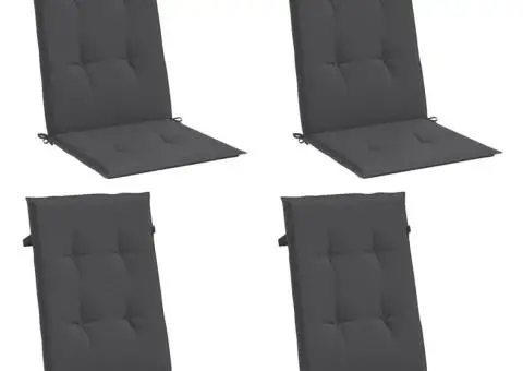 Perne scaun cu spătar înalt, 4 buc. antracit 120x50x4 cm textil - 3/5