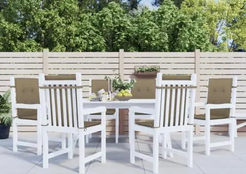 Perne scaun cu spătar mic 6 buc. melanj taupe 100x50x4cm textil - 4/5