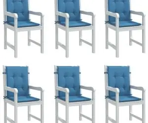 vidaXL Perne scaun spătar mic 6 buc. melanj albastru 100x50x4cm textil