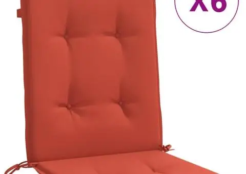 Perne scaun spătar scund 6 buc. melanj roșu 100x50x4 cm textil - 2/5