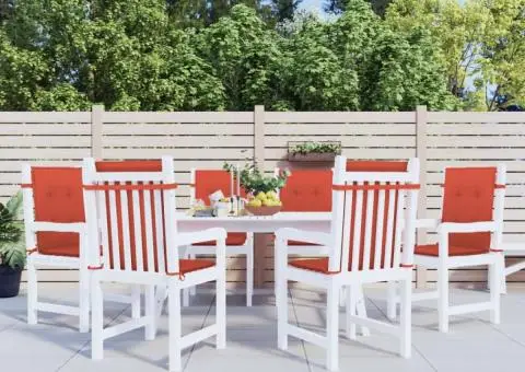 Perne scaun spătar scund 6 buc. melanj roșu 100x50x4 cm textil - 4/5