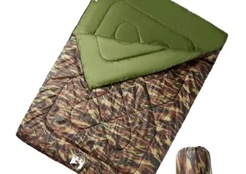 Sac de dormit dublu cu perne de camping, adulți, 3-4 anotimpuri - 1/5