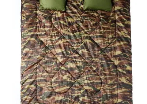 Sac de dormit dublu cu perne de camping, adulți, 3-4 anotimpuri - 2/5