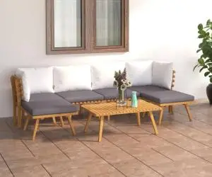 vidaXL Set mobilier de grădină cu perne, 7 piese, lemn masiv de acacia