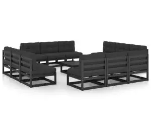 vidaXL Set mobilier grădină cu perne, 13 piese, lemn masiv pin