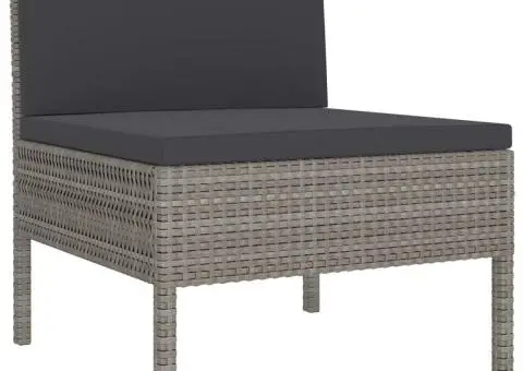 Set mobilier de grădină cu perne, 8 piese, gri, poliratan - 3/5