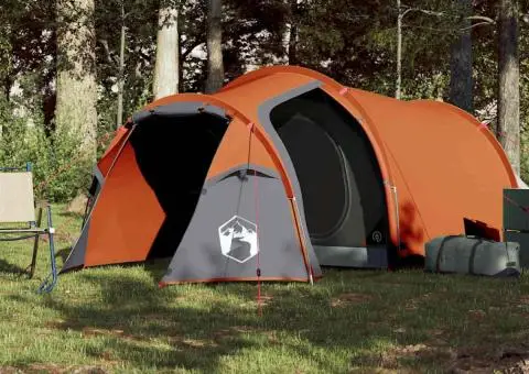 Cort de camping tunel 2 persoane, portocaliu, impermeabil - 3/5