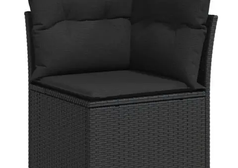 Set canapele de grădină cu perne, 7 piese, negru, poliratan - 4/5