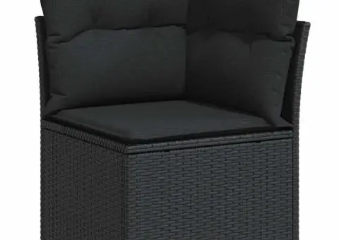 Set canapele de grădină cu perne, 7 piese, negru, poliratan - 4/5