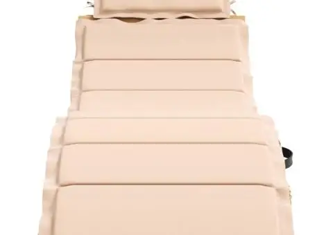 Șezlonguri cu perne, 2 buc., bej, lemn masiv de acacia - 4/5