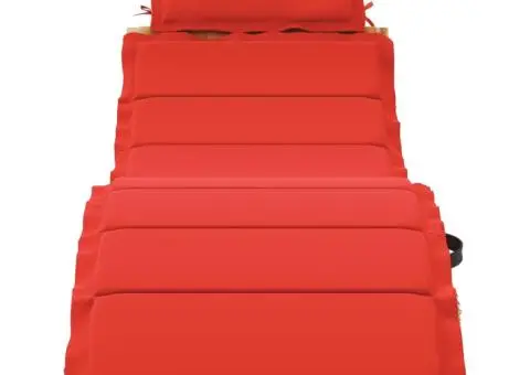 Șezlonguri cu perne, 2 buc., roșu, lemn masiv de acacia - 4/5