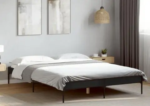 Cadru de pat, negru, 160x200 cm, lemn prelucrat și metal - 1/5