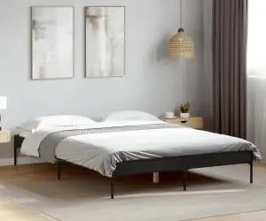 vidaXL Cadru de pat, negru, 160x200 cm, lemn prelucrat și metal