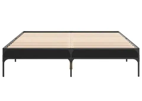 Cadru de pat, negru, 160x200 cm, lemn prelucrat și metal - 4/5