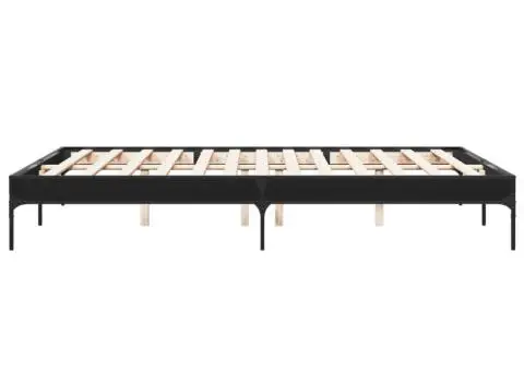 Cadru de pat, negru, 160x200 cm, lemn prelucrat și metal - 5/5
