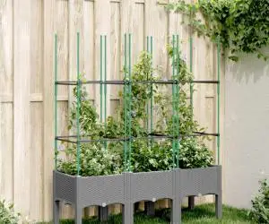 vidaXL Jardinieră de grădină cu spalier gri deschis 120x40x142,5 cm PP